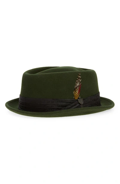 Brixton Stout Pork Pie Wool Hat In Moss/ Black