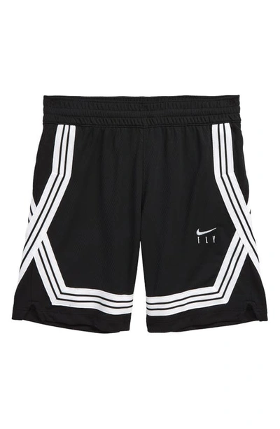 Nike Kids' Dri-fit Fly Crossover Shorts In Black/ White