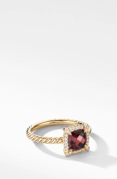 David Yurman Petite Chatelaine(r) Pave Bezel Ring In Garnet