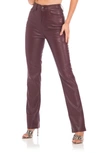 Afrm Heston Faux Leather Straight Leg Pants In Port Royale