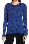 Halogenr Crewneck Sweater In Blue Animal Abstract