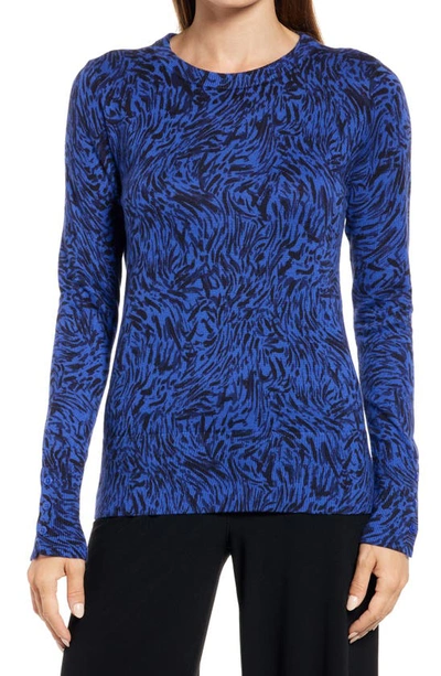 Halogenr Crewneck Sweater In Blue Animal Abstract