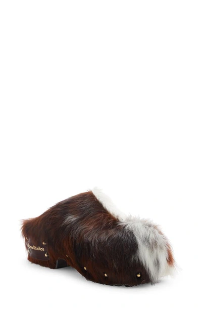 Acne Studios Bloggie Genuine Calf Hair Clog In Multi Brown