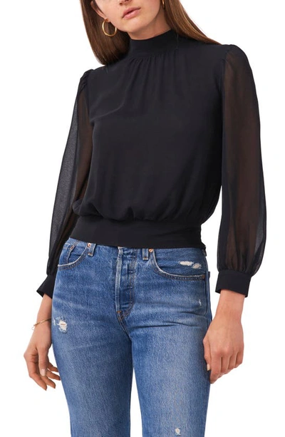 1.state Mock Neck Cropped Top In Rich Black