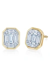 Kwiat Sunburst Diamond Baguette Stud Earrings In Yellow Gold