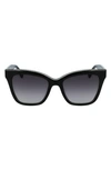 Longchamp Monogram 53mm Rectangle Sunglasses In Black