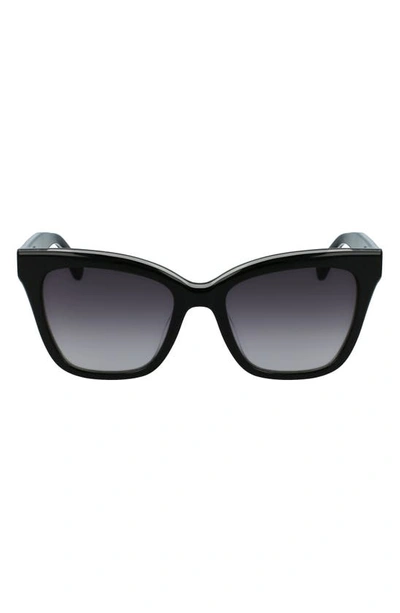 Longchamp Monogram 53mm Rectangle Sunglasses In Black