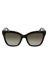 Longchamp Monogram 53mm Rectangle Sunglasses In Grey