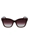 Longchamp Monogram 53mm Rectangle Sunglasses In Burgundy