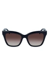 Longchamp Monogram 53mm Rectangle Sunglasses In Blue