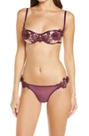 OH LA LA CHERI EMBROIDERED LACE OPEN CUP BRA & THONG SET,40-11174