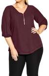City Chic Sexy Fling Top In Bordeaux
