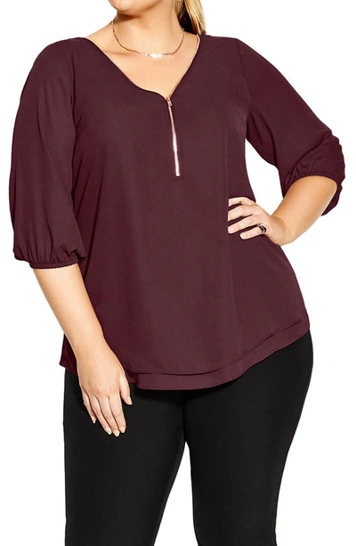 City Chic Sexy Fling Top In Bordeaux