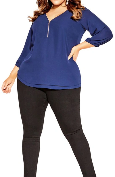 City Chic Sexy Fling Top In Navy