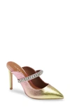 Kurt Geiger Duke Crystal Strap Pointed Toe Mule In Open Pink Leather