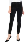 Kut From The Kloth Donna Exposed Button High Waist Ankle Skinny Corduroy Pants In Black
