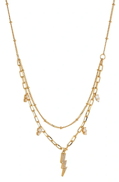 Ajoa Cheeky Lightning Bolt Layered Necklace In Gold