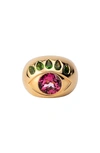 Nevernot Ready To See You 18k Yellow Gold Topaz; Tsavorite Ring In Gold