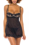 Oh La La Cheri Julie Lace Babydoll In Black In Black