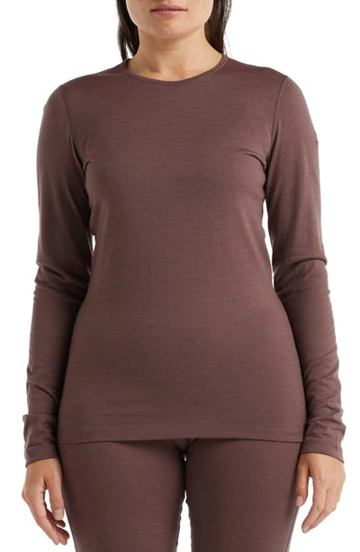 Icebreaker Oasis Long Sleeve Merino Wool Base Layer Tee In Mink