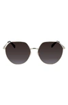 Longchamp Roseau 60mm Gradient Round Sunglasses In Gold/ Brown