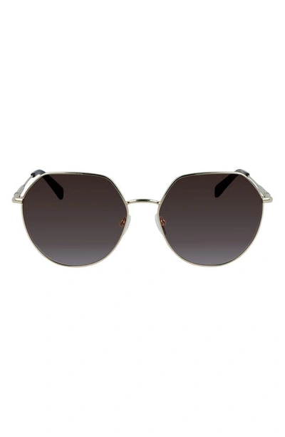 Longchamp Roseau 60mm Gradient Round Sunglasses In Gold/ Brown