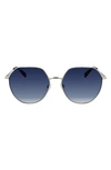 Longchamp Roseau 60mm Gradient Round Sunglasses In Gold / Blue