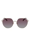 Longchamp Roseau 60mm Gradient Round Sunglasses In Gold / Rose
