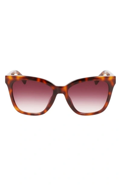 Longchamp Le Pliage 54mm Gradient Rectangle Sunglasses In Havana