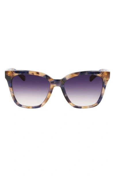 Longchamp Le Pliage 54mm Gradient Rectangle Sunglasses In Blue Havana