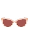 Longchamp Le Pilage 54mm Rectangular Sunglasses In Rose / Peach