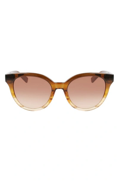Longchamp Le Pliage 53mm Gradient Round Sunglasses In Striped Honey