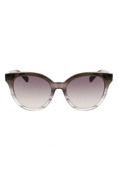 Longchamp Le Pliage 53mm Gradient Round Sunglasses In Striped Black