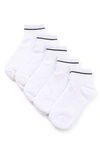 Stems Five Pack Sport Ankle Socks With Stripe Contrast In White