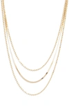 ARGENTO VIVO STERLING SILVER GOLD BALL CHAIN LAYERED NECKLACE,813416G