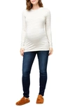 Nom Maternity Liv Maternity T-shirt In Oatmeal Stripe