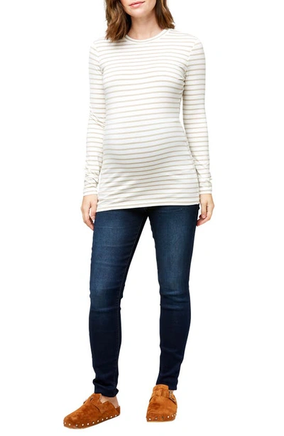 Nom Maternity Liv Maternity T-shirt In Oat Stripe