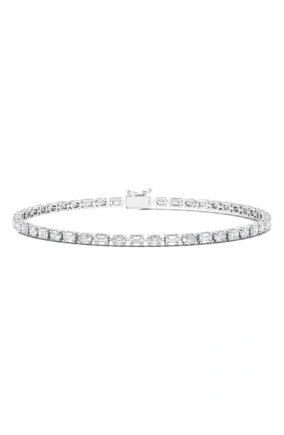 Hautecarat Lab Created Oval And Emerald-cut Diamond Tennis Bracelet In 5.80 Ctw White Gold