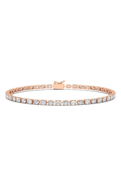 Hautecarat Lab Created Oval And Emerald-cut Diamond Tennis Bracelet In 5.80 Ctw Rose Gold