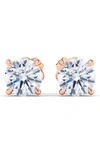 Hautecarat Round Brilliant Cut Lab Created Diamond Studs In 2.00 Ctw Rose Gold