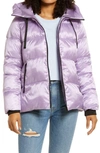 Sam Edelman Iridescent Water Repellent Hooded Puffer Jacket In Lilac