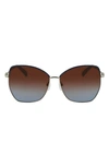 Longchamp Amazone 60mm Gradient Butterfly Sunglasses In Gold / Brown Blue
