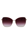 Longchamp Amazone 60mm Gradient Butterfly Sunglasses In Gold / Burgundy