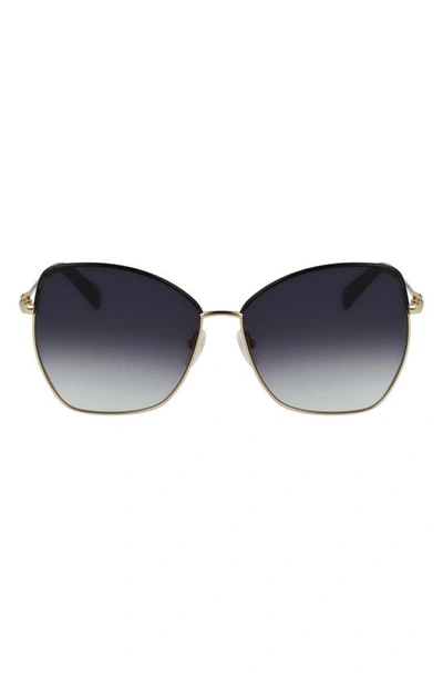 Longchamp Amazone 60mm Gradient Butterfly Sunglasses In Gold / Smoke