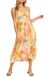 Billabong Twist It Knot Front Midi Dress In Coral Sands