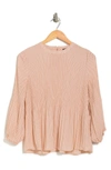 Adrianna Papell Georgette Pleated Polka Dot Blouse In Champagne Small Dot