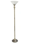 Lalia Home Classic 1 Light Torchiere Floor Lamp In Antique Brass/ White Shade