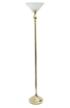 Lalia Home Classic 1 Light Torchiere Floor Lamp In Gold/ White Shade