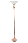 Lalia Home Classic 1 Light Torchiere Floor Lamp In Rose Gold/ White Shade