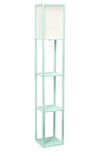 Lalia Home Column Shelf Floor Lamp With Linen Shade In Aqua
